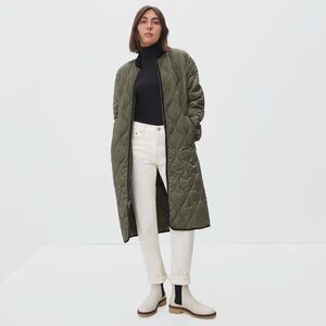 Everlane The Renew Long Liner Quilted Coat Jacket in Kalamata (S)